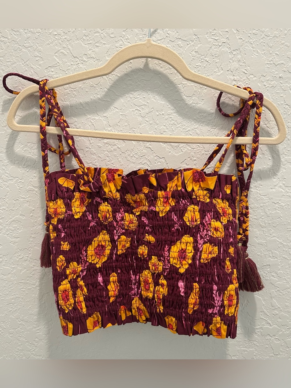 NWOT Coniglio Palm Beach Smocked Floral Crop Top - Picture 2 of 8